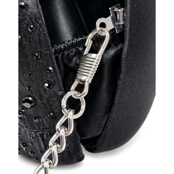NINA Brando Black Crystal Evening Clutch Top Handle Chain Strap Formal Bag NWT - Picture 10 of 16